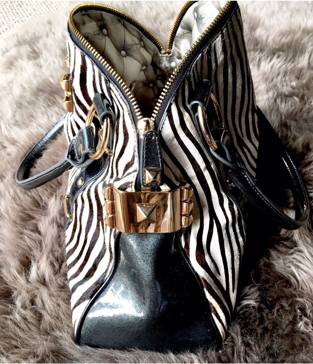 VINTAGE BETSEY JOHNSON CALF HAIR HANDBAG