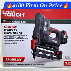 🔥Hyper Tough 20V Max Brushless Cordless 16-Gauge Finish Nailer Kit, 2-1/2 in., (1) 2.0Ah Lithium