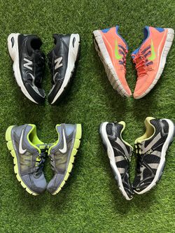 4 Pair Athletic Shoe Lot Nike New Balance Ryka Women's Men's Sizes 5.5-7.5 READ