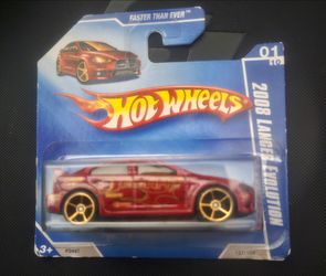 Hot Wheels 2008 Mitsubishi Lancer Evolution Red "Faster Than Ever" #127 Short Card variant