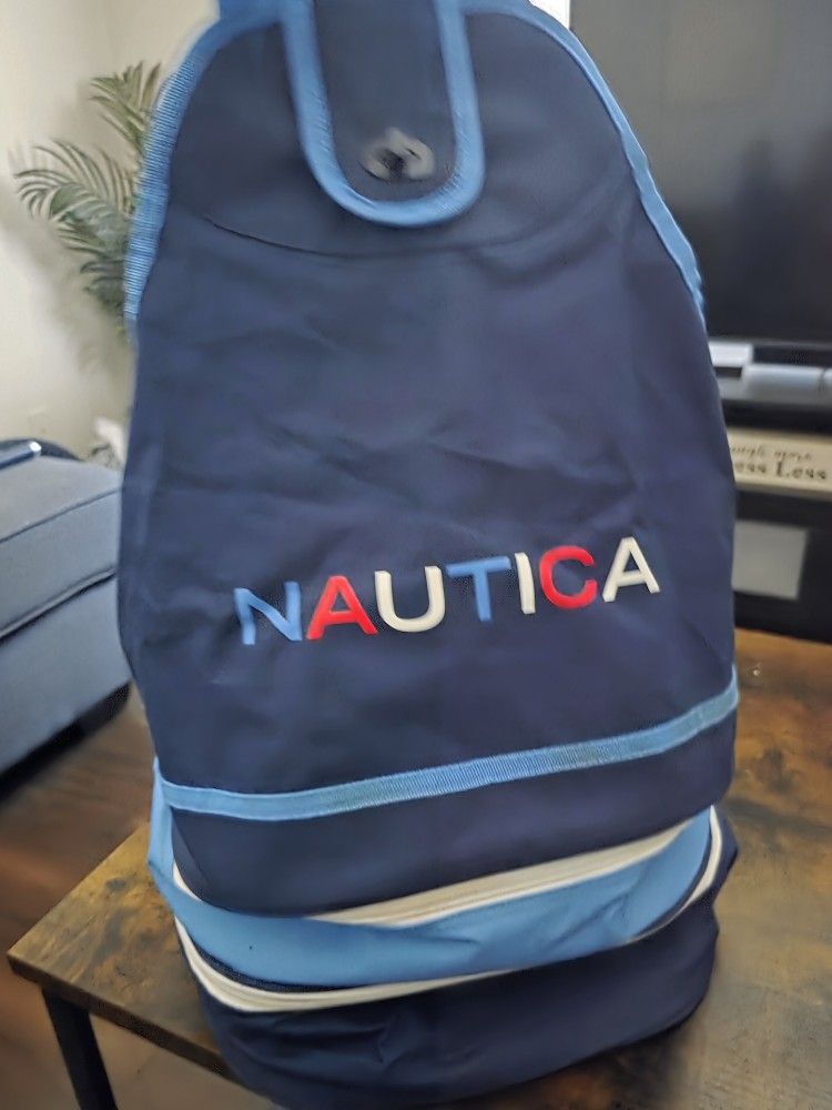 Nautica Collapsible Beach Cooler Tote Mesh Backpack