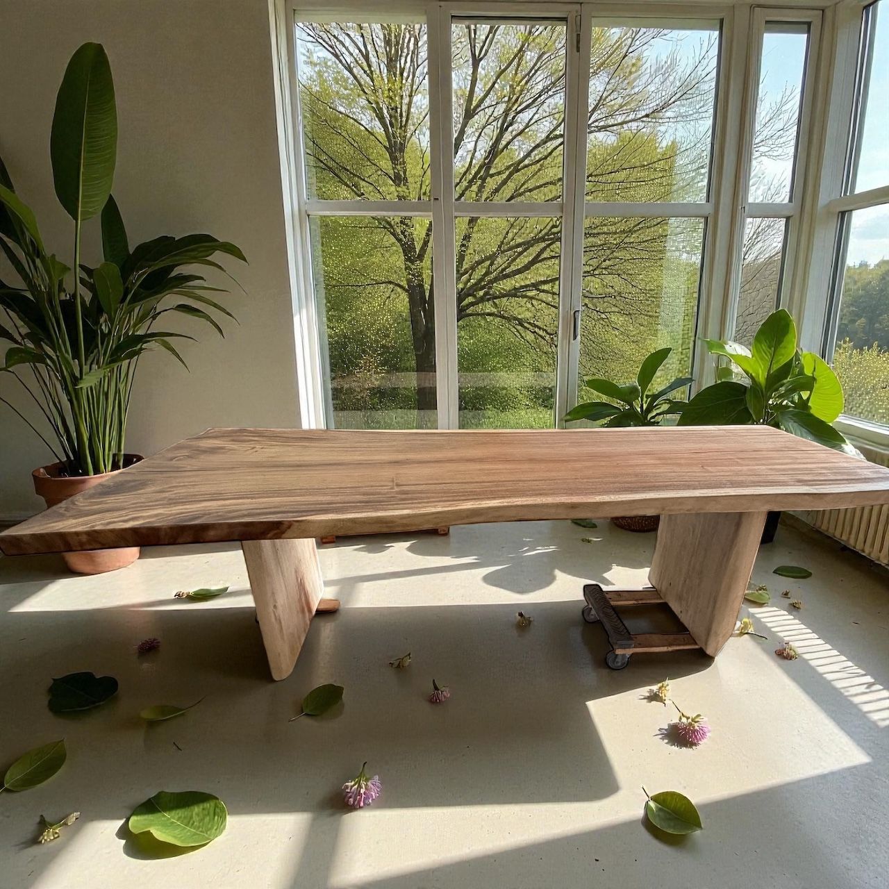 Live Edge Monkey Wood Dining  Table 