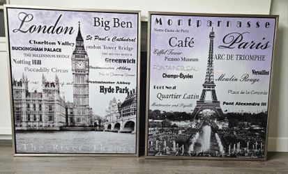 Framed London & Paris Wall Art – Stylish Travel Set