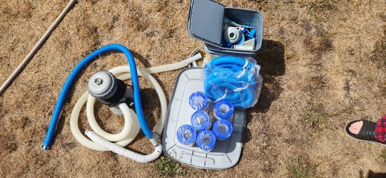 6 pool filters and 1 good working pump +parts and patches