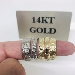 Brand new 14K White and Yellow Gold Hawaiian style rings! See description