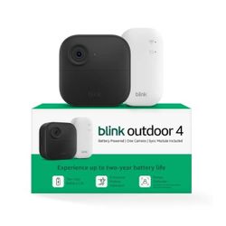 Blink Outdoor 4 – Wireless smart security camera, two-year battery life, 1080p HD day and infrared night live view, two-way talk. Sync Module Core inc