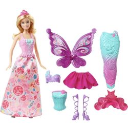 Barbie Doll Fantasy Dress-Up Set with Blonde Fashion Doll - Ship Only