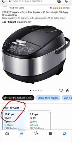 COMFEE' Japanese Style Rice Cooker 10-Cup