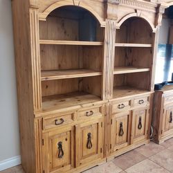 Wall Unit/Bookcase, Rustic Design, 3 Pieces, Priced Separately