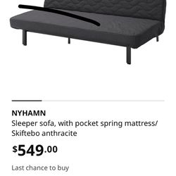 Sleeper sofa with pocket spring mattress/Skiftebo anthracite