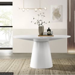 59” Lilola Home Jasper White Round Dining Table