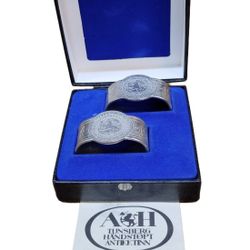 Vintage Haugrund A&H Tunsberg Hand Cast Norway Pewter Napkin Rings
