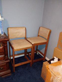 Wooden Stools With Back Gold Fabric