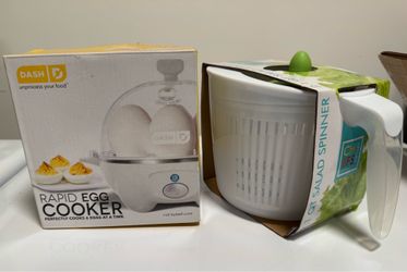 Kitchen Essentials Bundle – Dash Egg Cooker + Salad Spinner (Open Box)