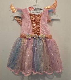 Spirit Girls Rosy Unicorn Dress Costume - Pink & Gold with Pastel Tulle