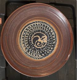 Vintage 1980 Signed Studio Pottery Platter – Hanging Wall Art
