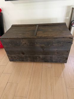 Rustic Dark Wood Storage Trunk Chest