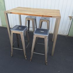 Pub Table With Metal Barstools