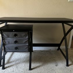 X-Cross 48"W Computer Desk With File Cabinet, Black