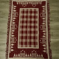 Goodwin Collection Reversible Throw Blanket Christmas Trees Plaid Pattern 31x47 Red White