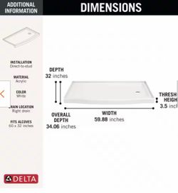 NEW IN BOX CURVED SHOWER 🚿 BASE RIGHT SIDE DRAIN