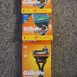 Gillette Fusion 5 Razor Handle With 2 Blades & 2 8 Count Boxes Of Gillette Proglide Razors