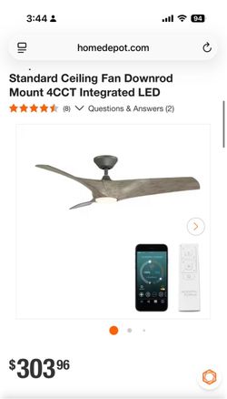 Zephyr 52 in. Smart Indoor/Outdoor Graphite/ Weathered Wood Standard Ceiling Fan Downrod Mount 4CCT Integrated LED Ceiling fan
