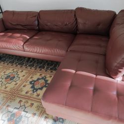 Red Faux Leather Sectional Couch