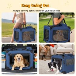 36'' Soft Dog Crates Kennel, 3-Door Portable Folding Pet Carrier with Mesh Windows, Straps and Fleece Mat for Dogs, Cats, Rabbits, Meeting the needs f