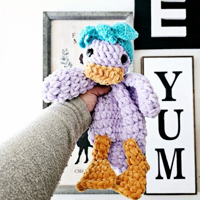 Crochet Duck Plushie Snuggler Stuffed Animal Toy