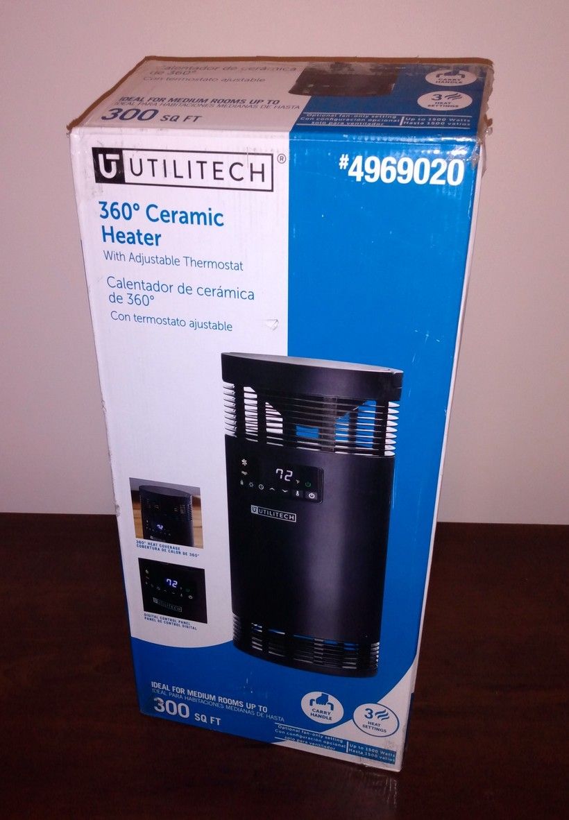 Utilitech Ceramic Tower Heater with Thermostat and Remote