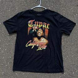 Black and Orange California Love Tupac Graphic T-Shirt
