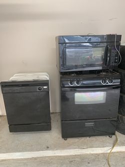Whirlpool dishwasher stove microwave and fridge