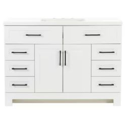 48” Single Sink Bathroom Vanity with White Cultured Marble Top