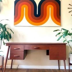 1950's Vintage Industrial Writing  Walnut Desk Set