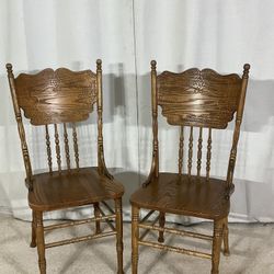 Oak Pressed Back Chairs (2)