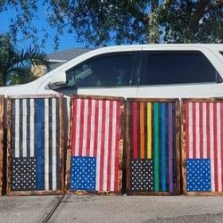 Handmade Wooden American Flags