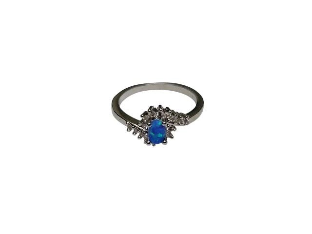 Blue Heart Diamond Surrounded by Genuine Diamonds set in 925 Sterling Silver Ring Size 9