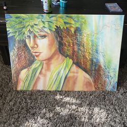 “Waiho’olu’u Moana” Hawaiian Goddess Painting Signed By Kristine Provenza