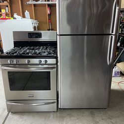 Frigidaire Stainless Steel Stove And Fridge 