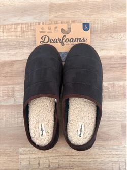 Brand New Dearfoams Sherpa Lined Men's Slippers Size 11/12