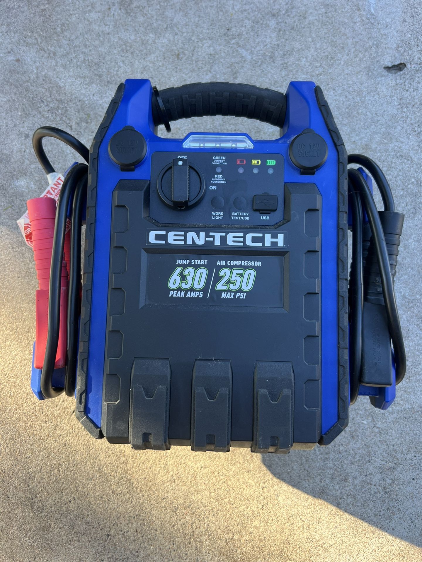 Portable Battery Charger | 630 Peak Amp Portable Car Battery Jump Starter and Power Pack CEN-TECH 