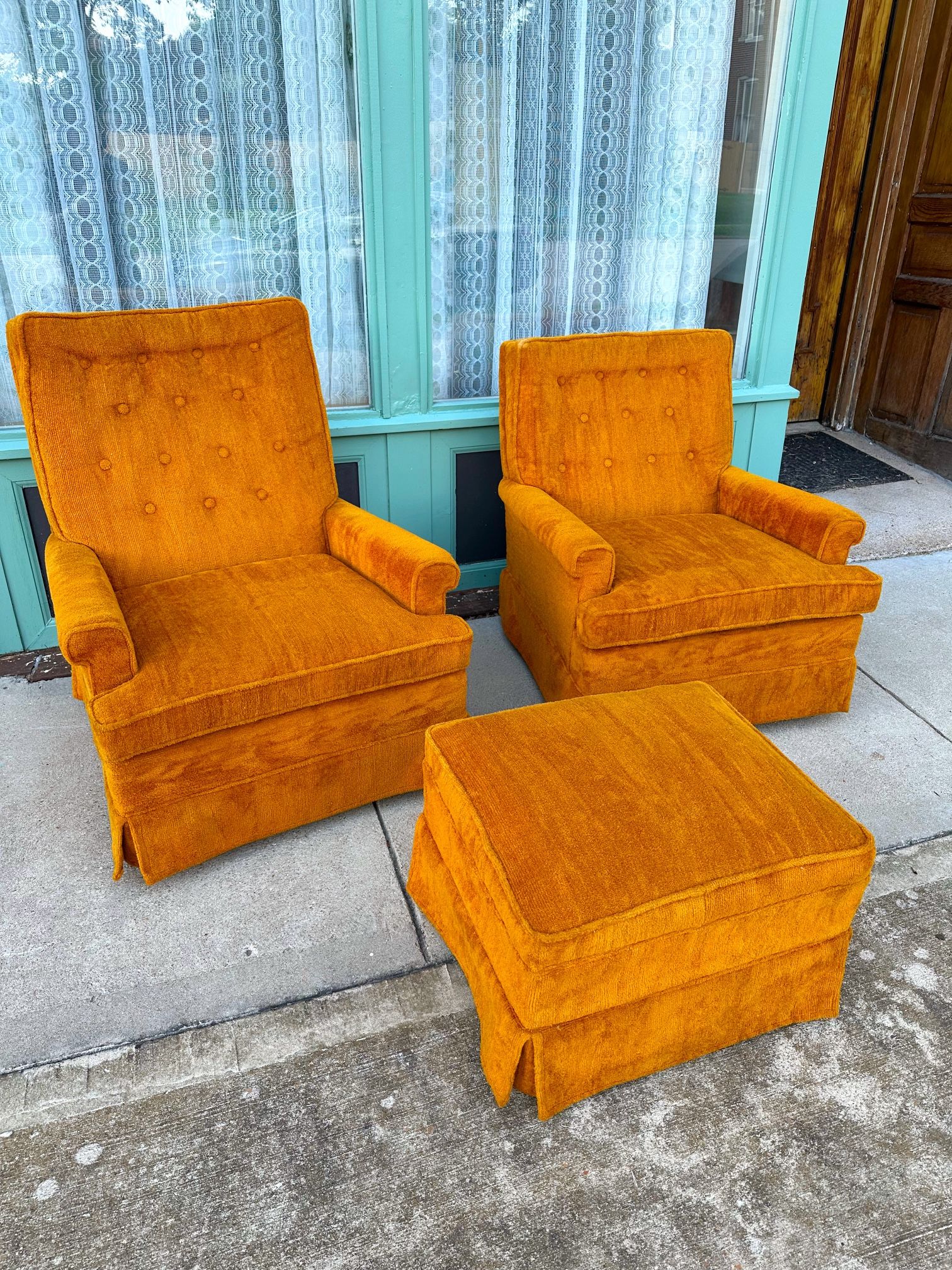 Retro Vintage Chairs & Ottoman MCM