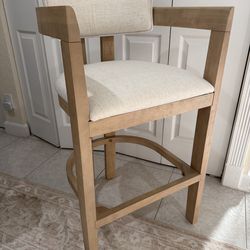 Christopher Knight Home Falcon Bar Stool Fabric Round Backrest Counter Height Barstool for Kitchen Island, Wooden Dining Room Chair, Bar Table Counter