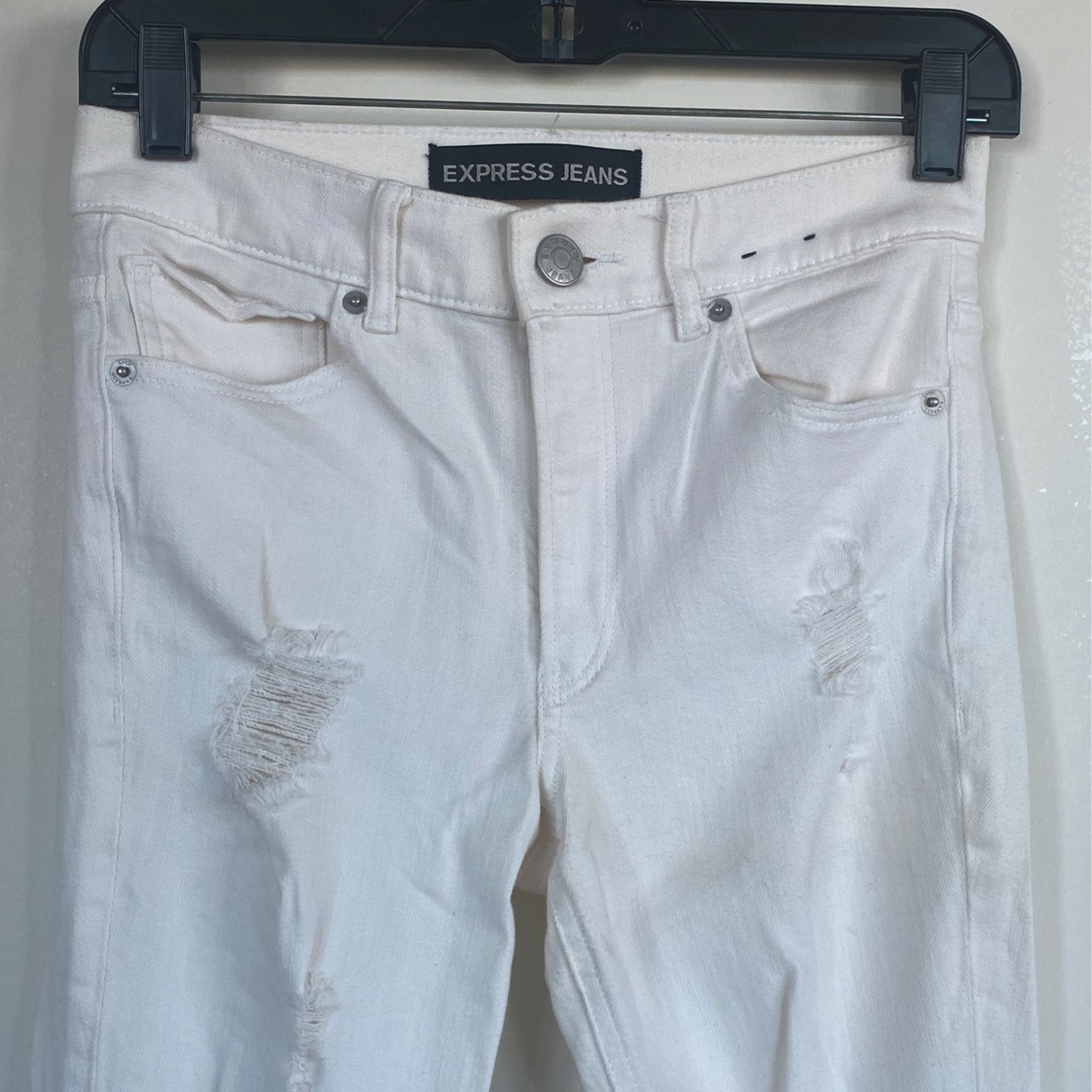 Distressed White Jeans