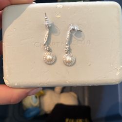 Glass Pearl & Silver Earrings