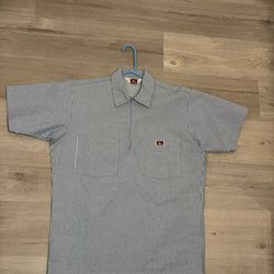 Authentic Ben Davis Short Sleeve Striped 1/2 Zip Shirt