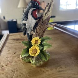 Andrea By Sadek Downy Woodpecker Porcelain Bird Figurine 9386