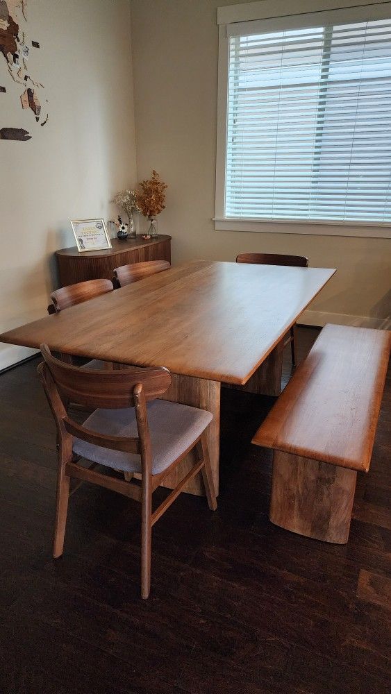 West Elm Anton Dining Table + Bench + Free Chairs