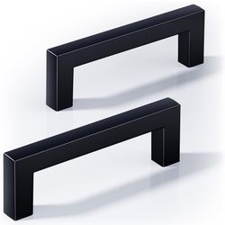 30 Pack 3 Inch Center to Center Square Cabinet Handles – Solid Matte Black Drawer Pulls Kitchen Cabinet Hardware, Black Square Pulls for Dresser Cupbo